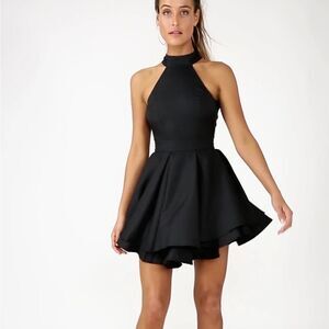 NWT Lulus Dress Rehearsal Black Skater Dress